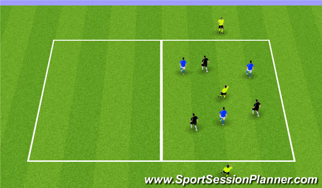 Football/Soccer Session Plan Drill (Colour): 3v3+3N