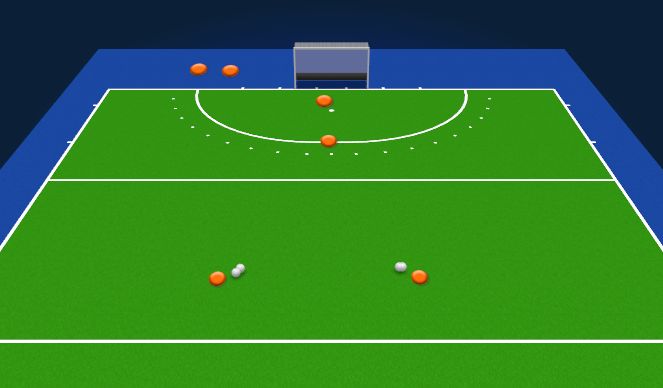 Hockey Session Plan Drill (Colour): CB overhead to Strikers uncontested