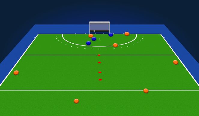 Hockey Session Plan Drill (Colour): LB overhead to right Striker