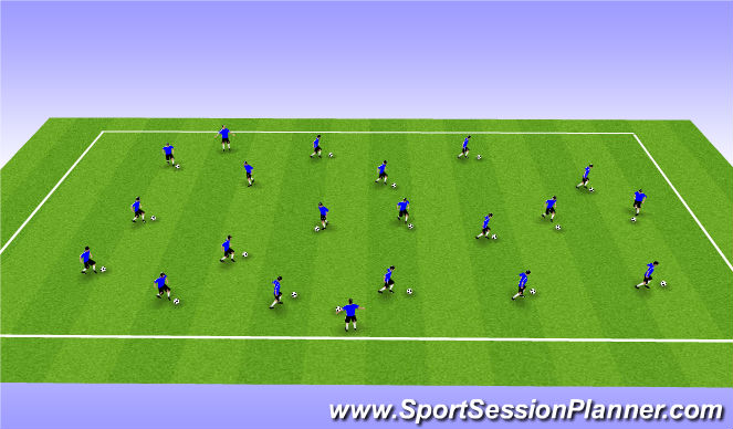 Football/Soccer Session Plan Drill (Colour): Ball Manipulation with Dragging