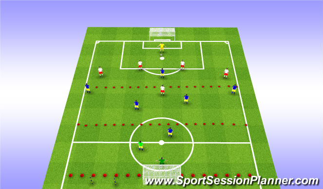 Football/Soccer Session Plan Drill (Colour): Back 4 shape