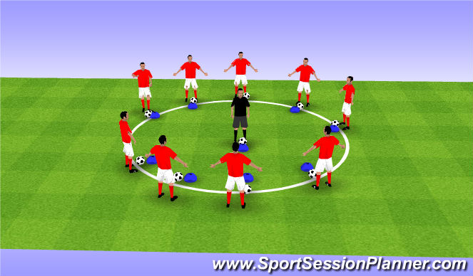 Football/Soccer Session Plan Drill (Colour): Rythmatic warm up