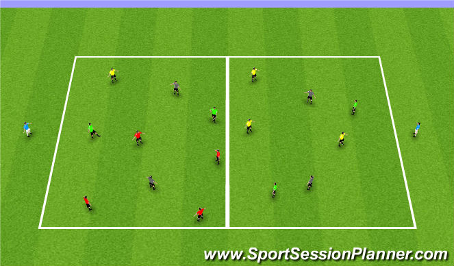 Football/Soccer Session Plan Drill (Colour): 4 Team Possession