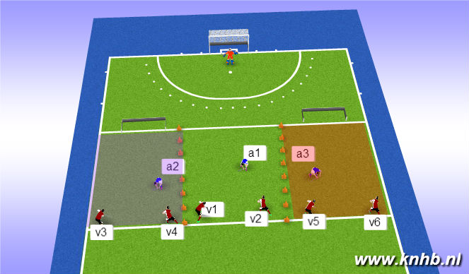 Hockey Session Plan Drill (Colour): oefening press 1/3