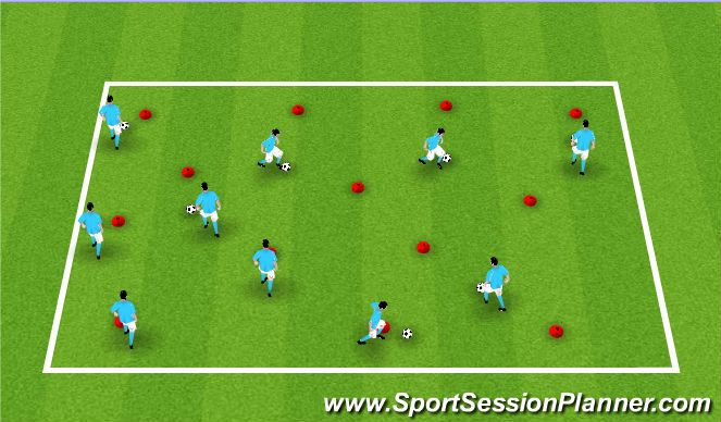 Football/Soccer Session Plan Drill (Colour): Ball Manipulation Warm Up