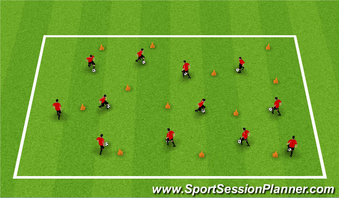 Football/Soccer Session Plan Drill (Colour): Dribbling Activity