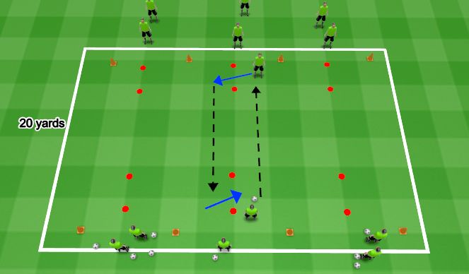 Football/Soccer Session Plan Drill (Colour): One touch into Space