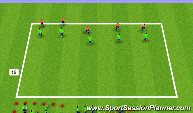 Football/Soccer Session Plan Drill (Colour): Warm Up/1v1 Defending