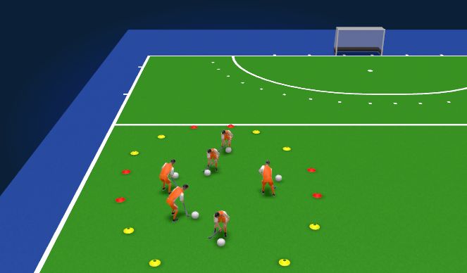 Hockey Session Plan Drill (Colour): Goal Hunt (Foundation)