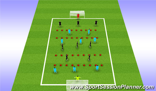 Football/Soccer Session Plan Drill (Colour): 8v8 in zones