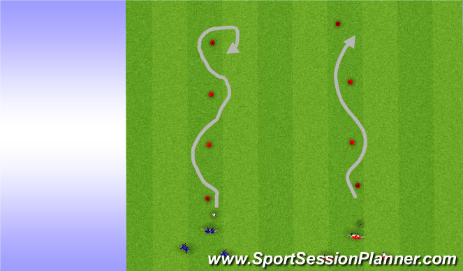 Football/Soccer Session Plan Drill (Colour): Dribbling Relay Games