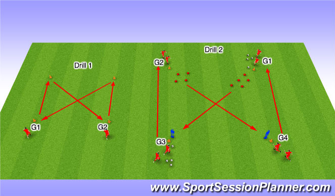 Football/Soccer Session Plan Drill (Colour): Warm Up Variation 1