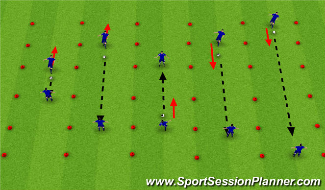 Football/Soccer Session Plan Drill (Colour): One-touch moving pass and receive