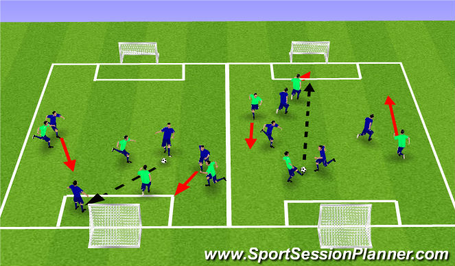 Football/Soccer Session Plan Drill (Colour): 4vs4 pass and move