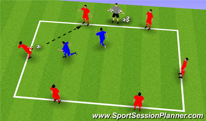 Football/Soccer Session Plan Drill (Colour): 6v2