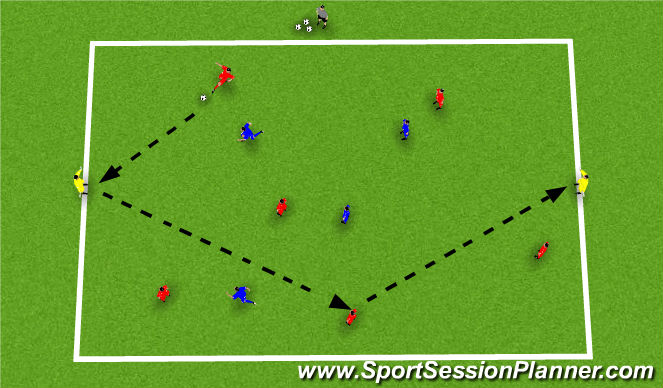 Football/Soccer Session Plan Drill (Colour): 6v4 +2