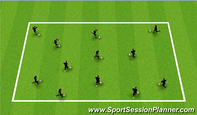 Football/Soccer Session Plan Drill (Colour): Ball Each Warm Up (Variations)
