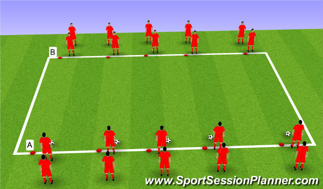 Football/Soccer Session Plan Drill (Colour): Step 1: Warm Up - Passing and Dynamics