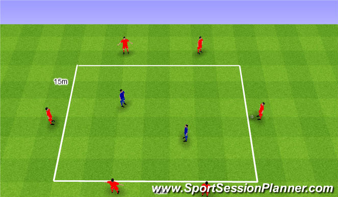 Football/Soccer Session Plan Drill (Colour): Rondo 6v2. Dziadek 6v2