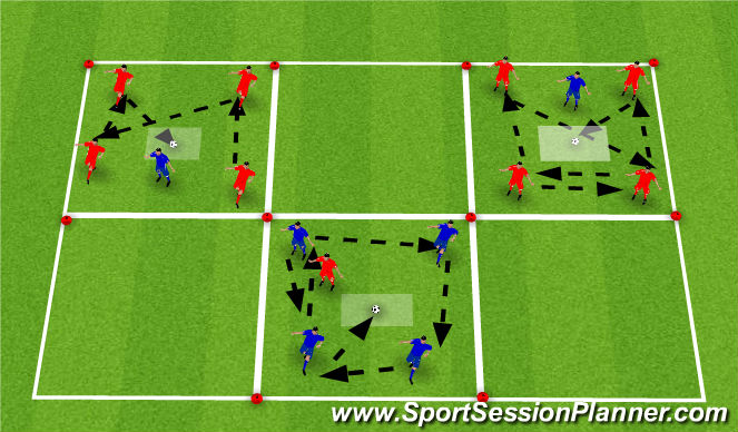 Football/Soccer Session Plan Drill (Colour): 4v1, knockout