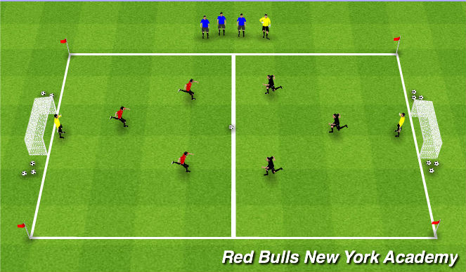 Football/Soccer Session Plan Drill (Colour): Team attack conditioned game.