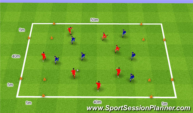 Football/Soccer Session Plan Drill (Colour): Gra nr 97. 7v6.