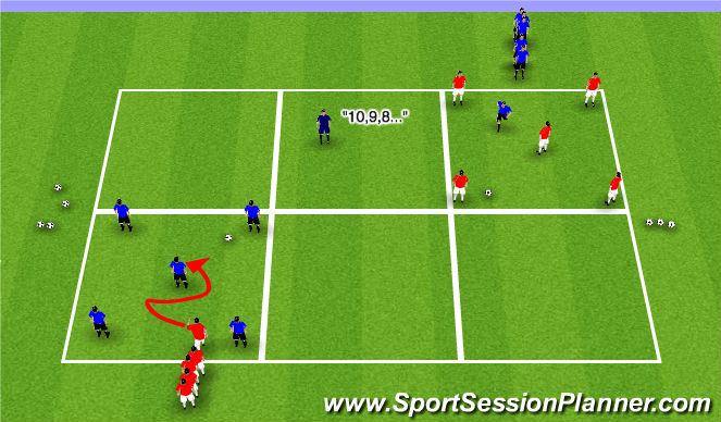 Football/Soccer Session Plan Drill (Colour): Warm-Up: 10-9-8...