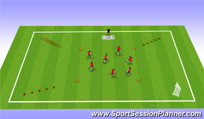 Football/Soccer Session Plan Drill (Colour): Warm up with ball dribbling
