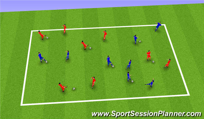 Football/Soccer Session Plan Drill (Colour): PASS AND MOVE IN 2s