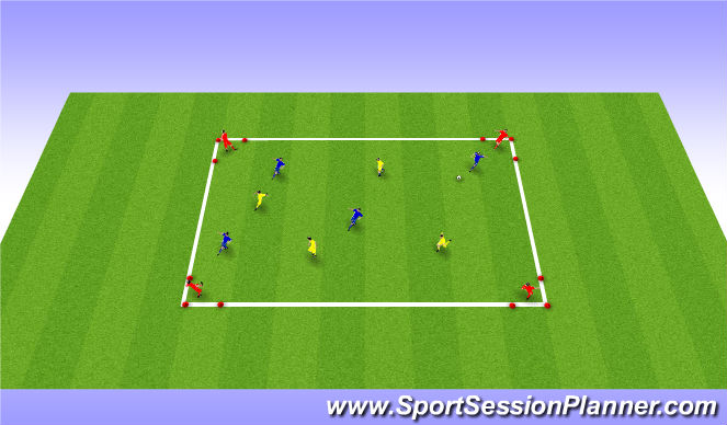 Football/Soccer Session Plan Drill (Colour): SSG 4V4 - 3 teams