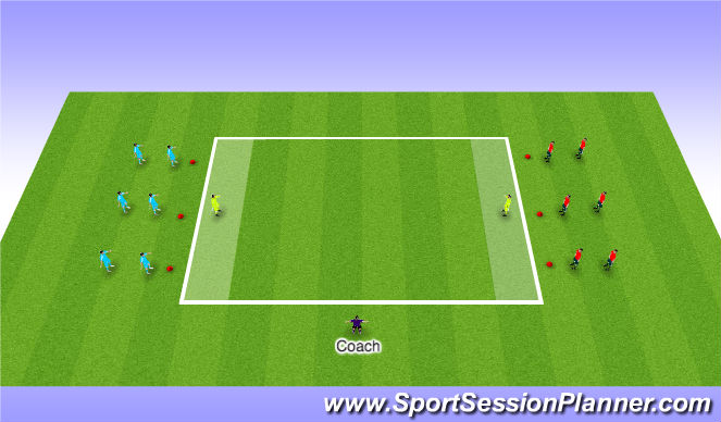 Football/Soccer Session Plan Drill (Colour): Pressing in small groups.