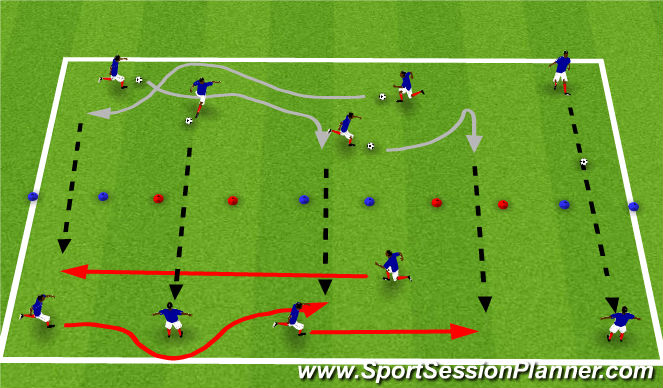 Football/Soccer Session Plan Drill (Colour): Shooting Gates with Movement