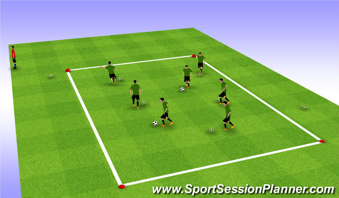 Football/Soccer Session Plan Drill (Colour): U7-Dribble : Warmup