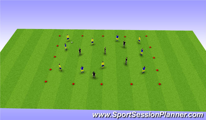 Football/Soccer Session Plan Drill (Colour): 5v5v5