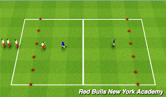 Football/Soccer Session Plan Drill (Colour): Gauntlet w/o Ball