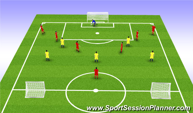 Football/Soccer Session Plan Drill (Colour): 8v5 Playing Out