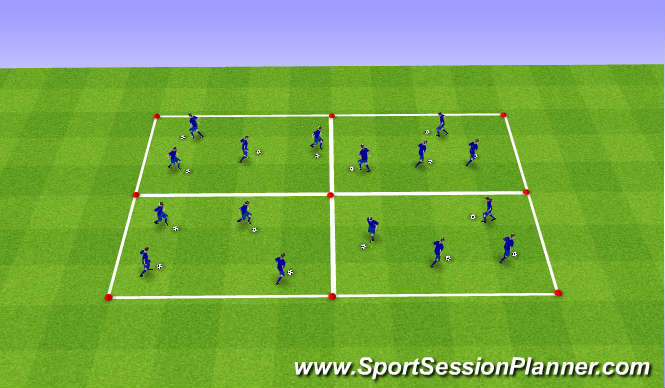 Football/Soccer Session Plan Drill (Colour): Warm Up 10mins