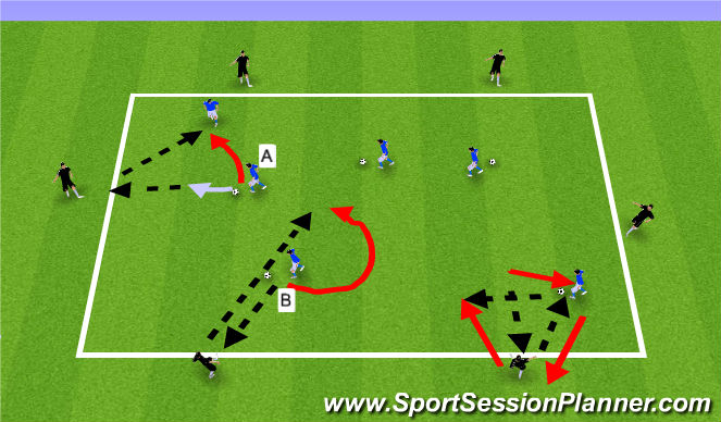 Football/Soccer Session Plan Drill (Colour): Warm-up 3: Peeling Off and Diagonal Balls