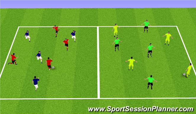 Football/Soccer Session Plan Drill (Colour): Pressing play 4v4