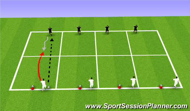 Football/Soccer Session Plan Drill (Colour): WU: Cone Ball 1v1