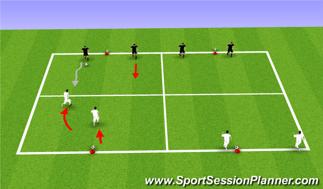 Football/Soccer Session Plan Drill (Colour): Cone Ball 2v2