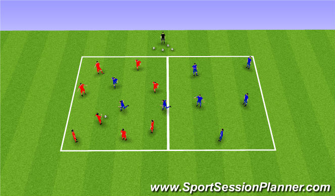 Football/Soccer Session Plan Drill (Colour): 8v8 - 5 transition