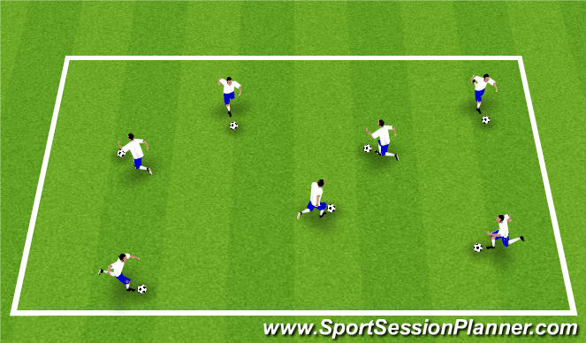 Football/Soccer Session Plan Drill (Colour): Technical Dribbling