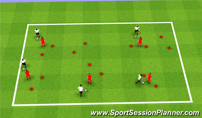 Football/Soccer Session Plan Drill (Colour): 1v1 w/Gates