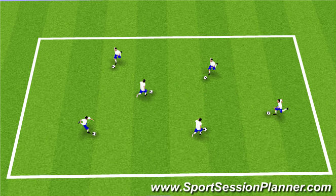 Football/Soccer Session Plan Drill (Colour): Technical Dribbling