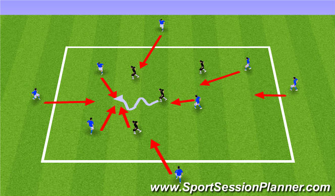 Football/Soccer Session Plan Drill (Colour): 4v4+4 Quick Reactions Dynamic Negative Transition Game