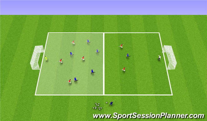 Football/Soccer Session Plan Drill (Colour): Press or Delay