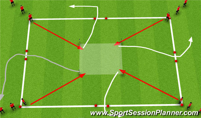 Football/Soccer Session Plan Drill (Colour): Technical 1st group warm-up