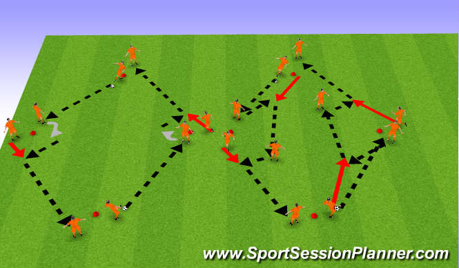 Football/Soccer Session Plan Drill (Colour): TD - Diamond Passing Drill