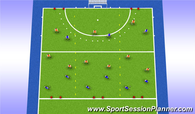 Hockey Session Plan Drill (Colour): Turnover game 3v3